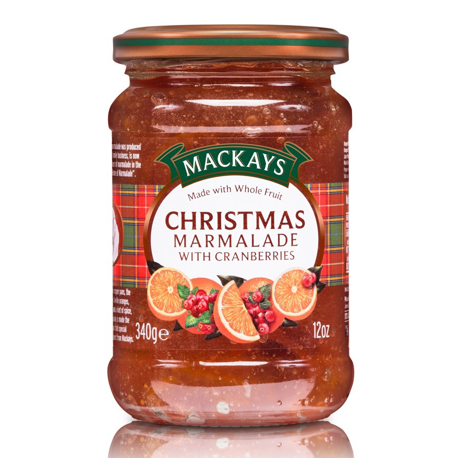 Orange &amp; Cranberries Christmas Marmalade Mackays 340g